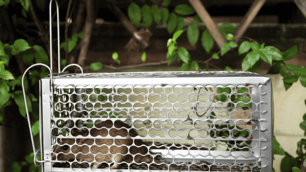 rat in portland, oregon caught in a live rat trap without rat bait